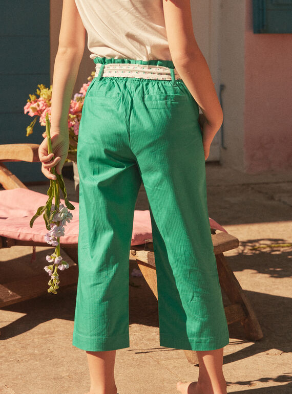 Green poplin flowing pants LAPANETTE / 24H2PFI2PANG624