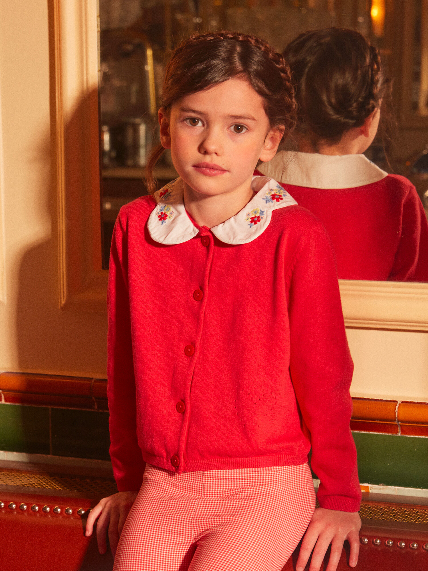 Peter pan collar red coat best sale