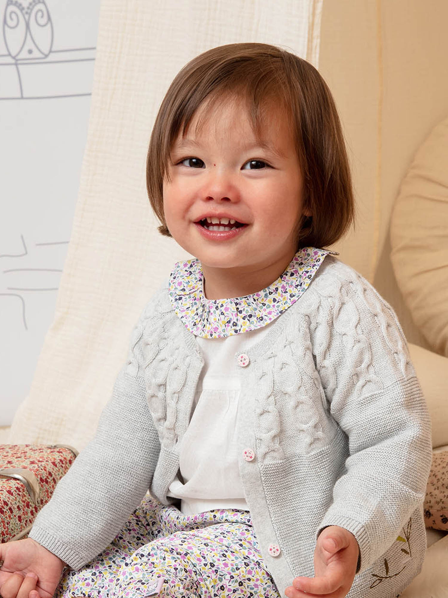 Baby grey knitted cardigan sales