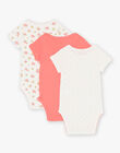 Set of 3 assorted organic cotton bodysuits baby girl CELOLA / 22E5BFD1BDL001