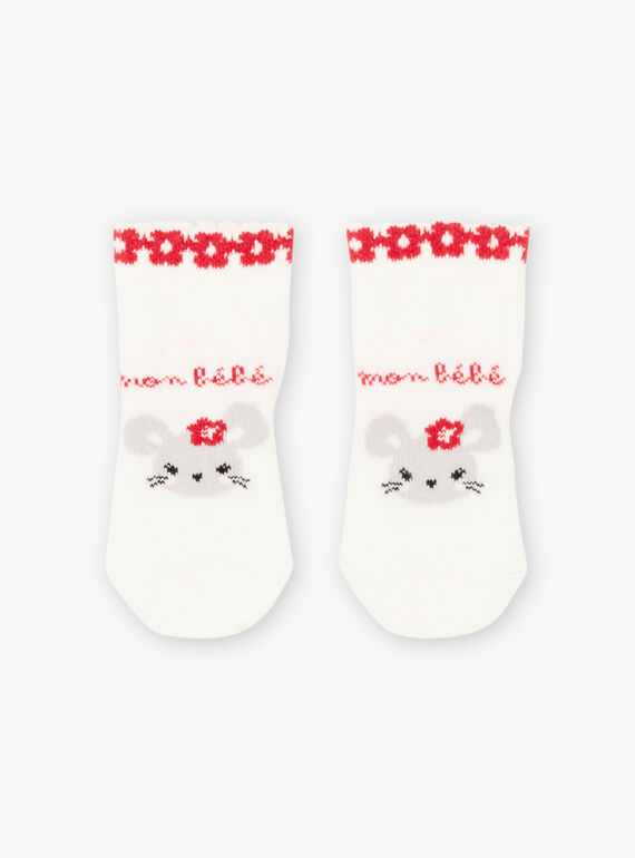Baby girl's unbleached socks with fancy pattern BAAVENIR / 21H4BF11SOQ001