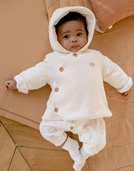 Off white hooded birth jacket in tubique FOLMER / 23E0CM61VESA011