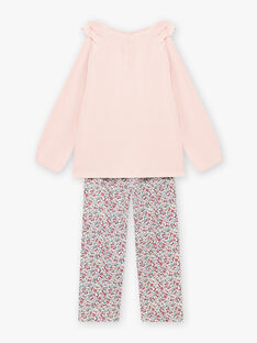Baby girl pink velvet pajama set with cat motif BEBICOETTE / 21H5PF71PYJD329