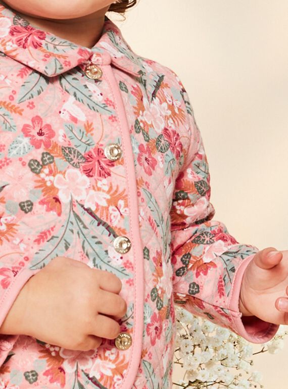 Old pink quilted jacket with flower print FAIMIMI / 23E1BFD2CARD318