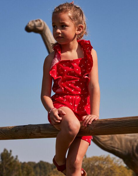 Child girl's red floral print jumpsuit CAICOETTE / 22E2PFP1SAC050