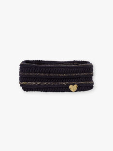Girl's navy blue knitted snood with gold details BLOPUETTE / 21H4PFC1SNO070