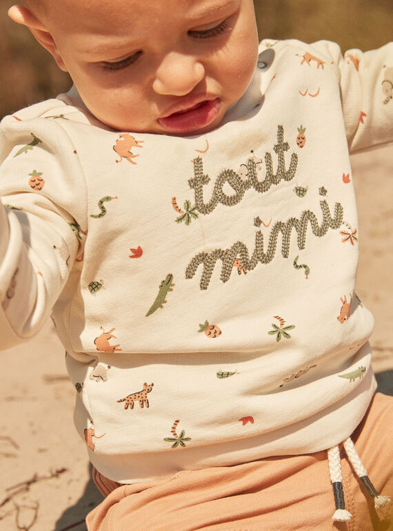 Beige fleece sweater with animal print FATAHAR / 23E1BGP1SWE007