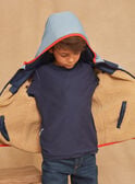 Blue and beige reversible hooded down jacket GLOCHAGE / 23H3PG41GIPC212