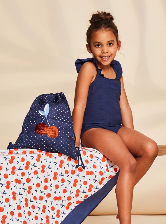 Navy blue backpack with white polka dots FRYSAKETTE / 23E4PFL1BES070