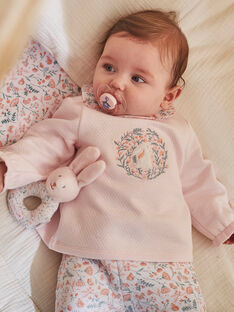 Flowered printed cotton tubing set for a girl birth CORDELIA / 22E0NFC1ENS301