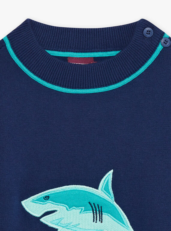Child boy blue shark sweater COMIDAGE / 22E3PGN1PULC231