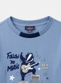 Sky-blue jersey T-shirt with guitar badger motif LETICHAGE / 24H3PGJ1TMLC236