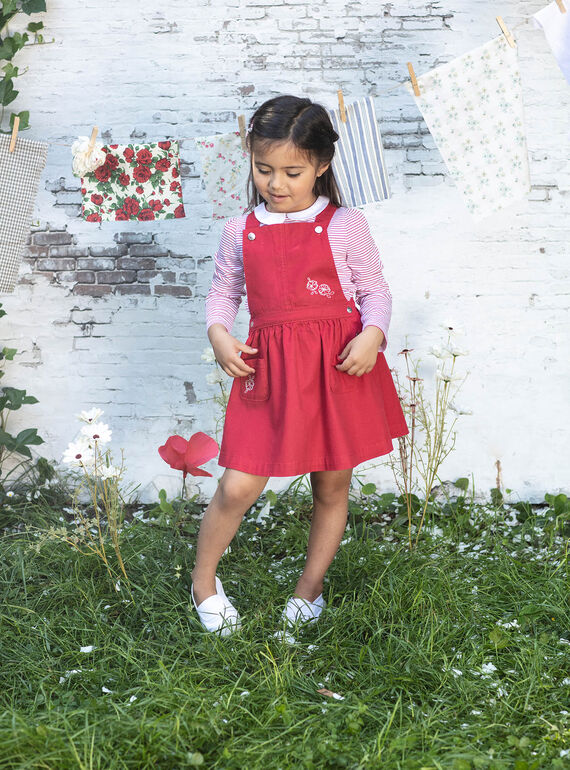 Embroidered red dungarees dress child girl BAROBETTE / 21H2PF11CHSF505