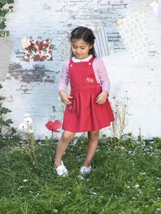 Embroidered red dungarees dress child girl BAROBETTE / 21H2PF11CHSF505