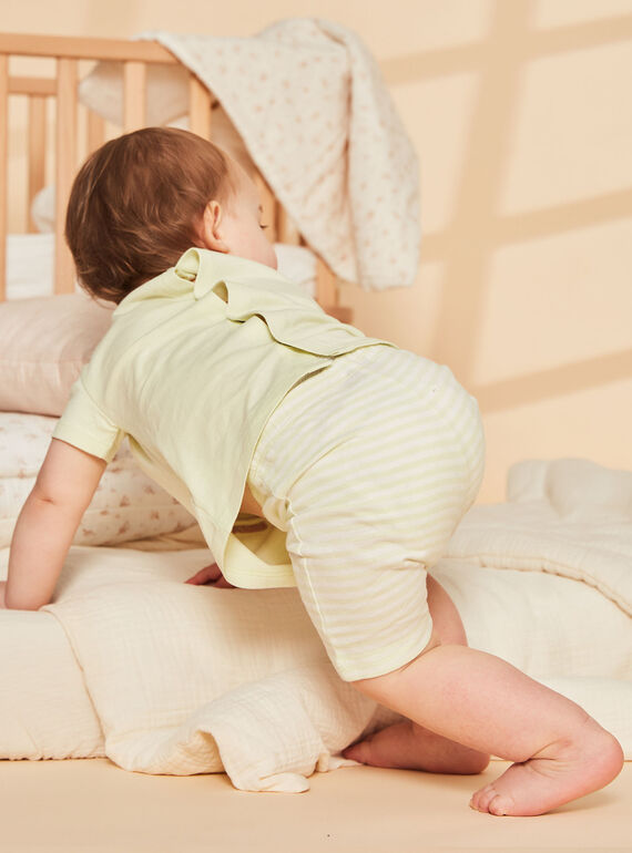 Light green panda head animation and stripes print pajamas FEFANTIN / 23E5BG31PYJ605