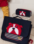 Navy blue schoolbag with bulldog design for boys BESACAGE / 21H4PG51BES070