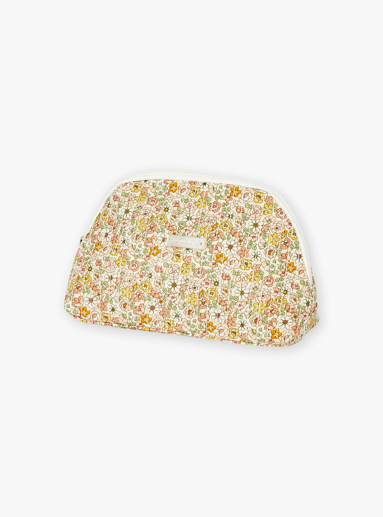 Ecru and pink floral-print poplin pouch LOLA / 24H0AF11ACD001