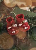 Red velvet slippers with 3D Christmas reindeer animation 