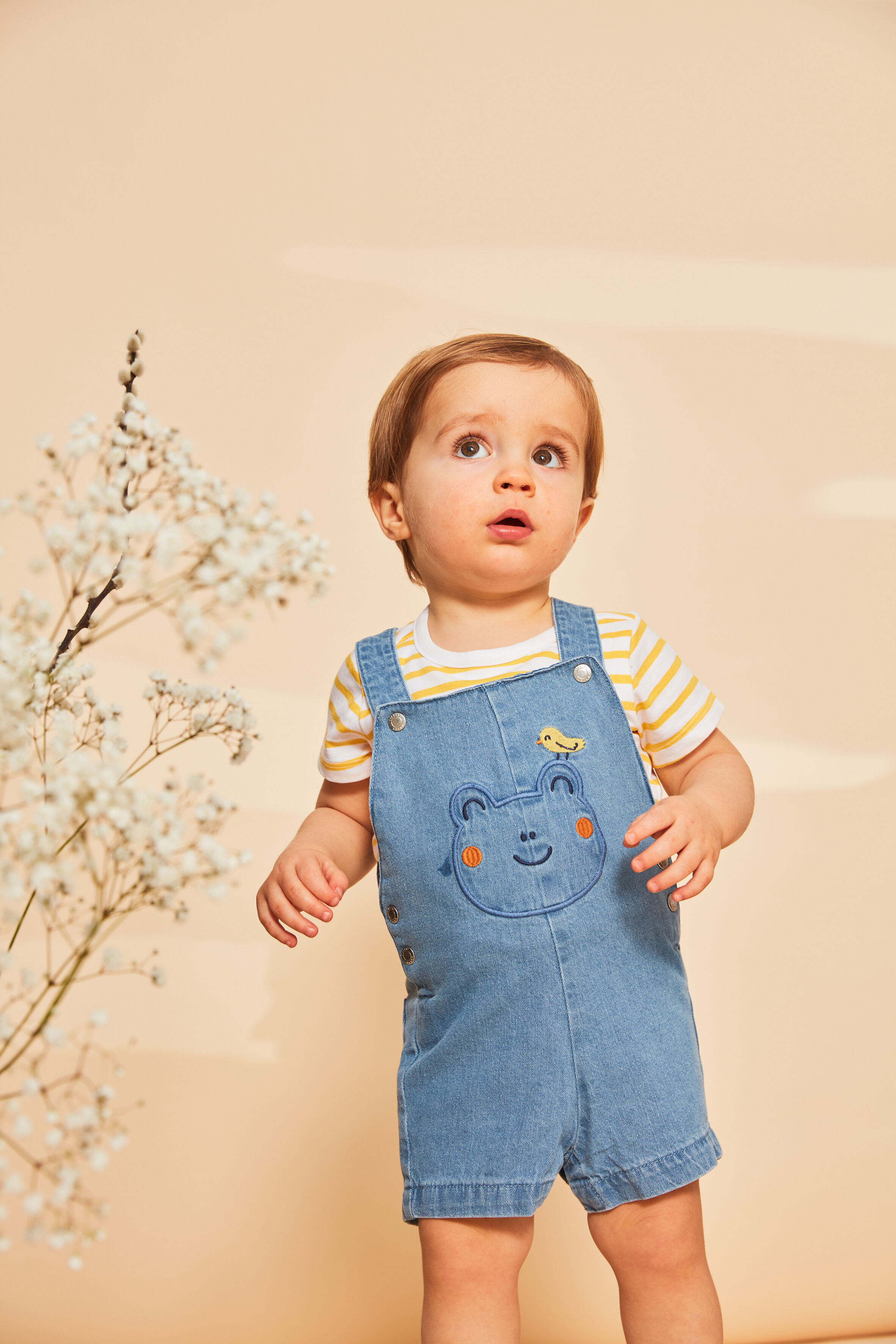 Denim short hot sale overalls baby boy