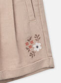 Beige embroidered pleated shorts KISHORETTE / 24E2PFC1SHO804