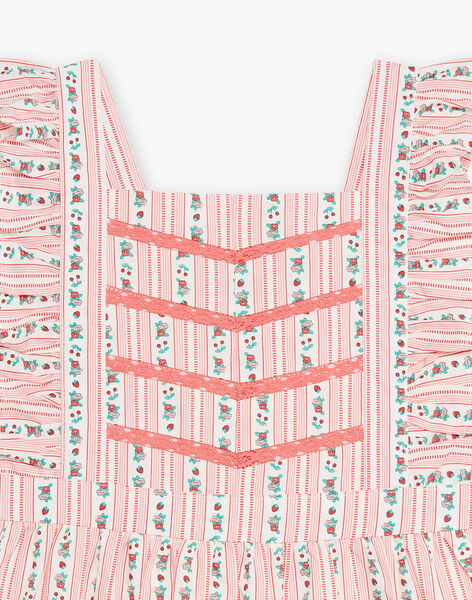 Child girl striped and floral apron dress CUIDRETTE / 22E2PFJ3ROB632