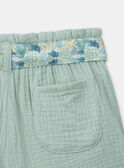 Turquoise Printed Belted Shorts KAURSULE / 24E1BFR1SHO204