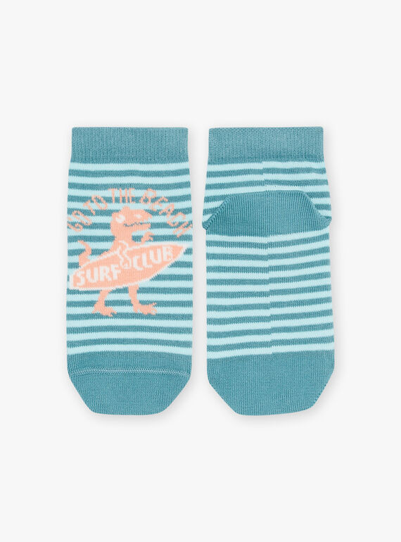 Blue socks with stripes and dinosaur print FLUSTRAGE / 23E4PGQ1SOQ205