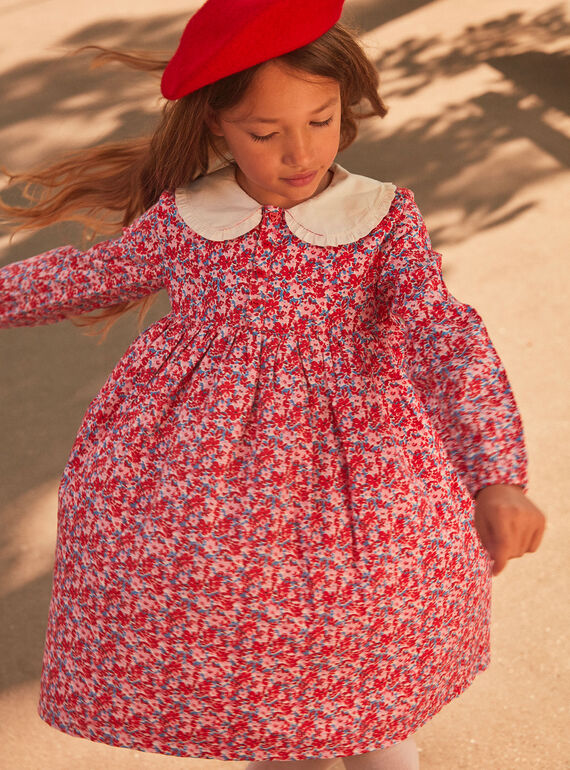 Pink, red and lilac floral print dress | Girl | Sergent Major
