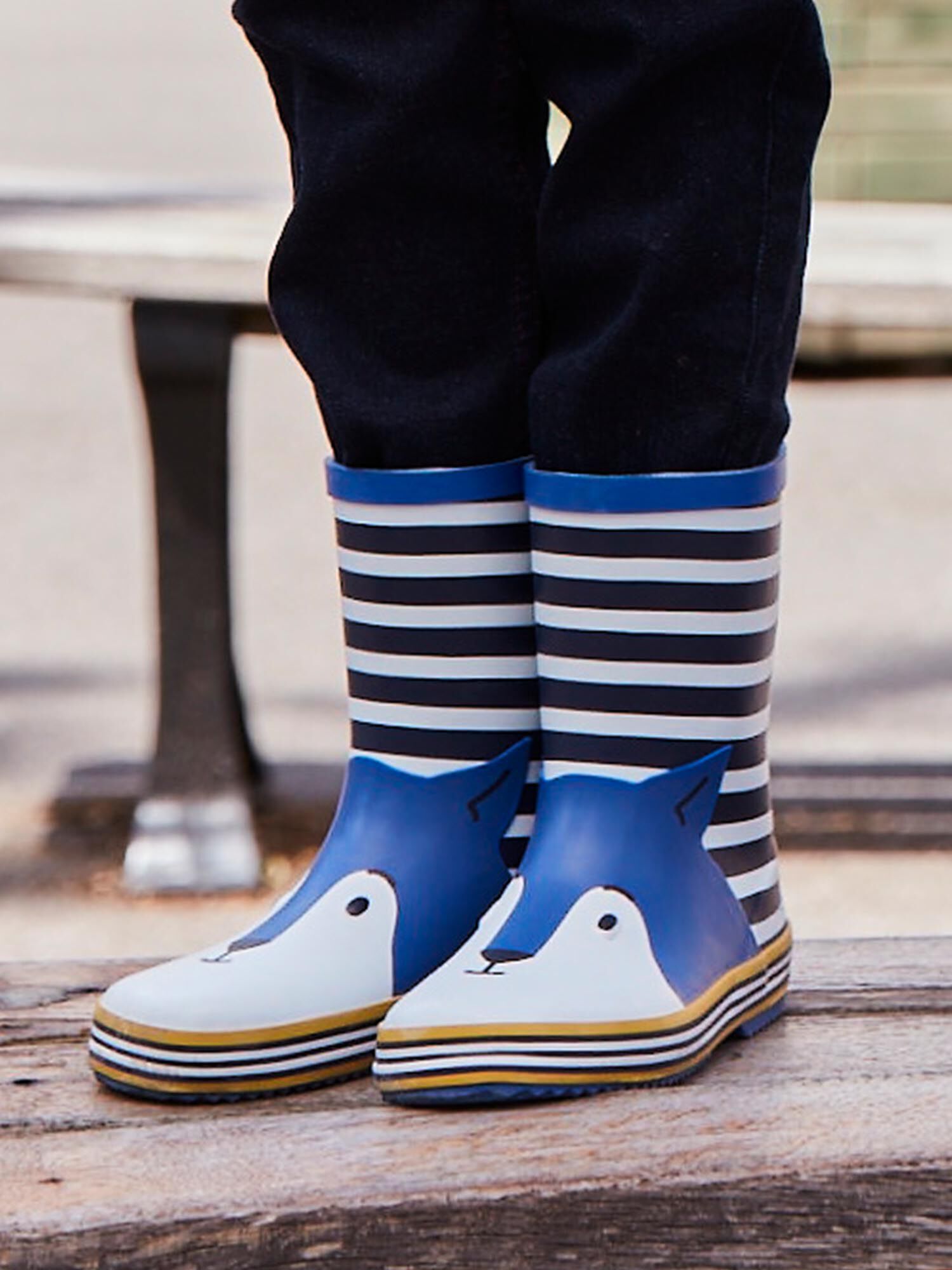 Striped rain sales boots