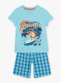 Child boy's turquoise blue surf pajama set CAWAIAGE / 22E5PG55PYJC216