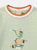 Clay green T-shirt with fancy dog print KAARTHUR / 24E1BG31TMLG600