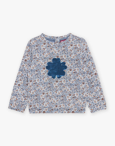 Sweater with floral print and animation snowflake in reversible sequins DIASWETTE / 22H2PFY1SWEC206
