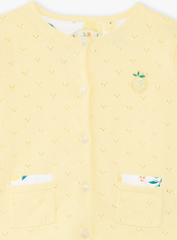 Lemon yellow openwork knit vest child girl ZICADETTE / 21E2PFO1CARB104