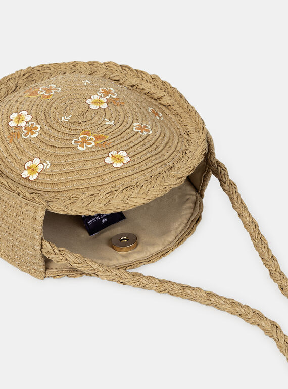 Straw shoulder bag with multicoloured flower print KLOSAKETTE / 24E4PFS1BESI812