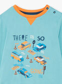 Boy's turquoise long-sleeved pyjamas with car and traffic motifs BECARAGE / 21H5PG67PYJ202