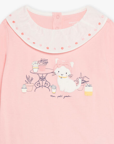 Pajama set T-shirt and light pink pants with cat motif child girl CHOUPETTE / 22E5PF42PYJ302