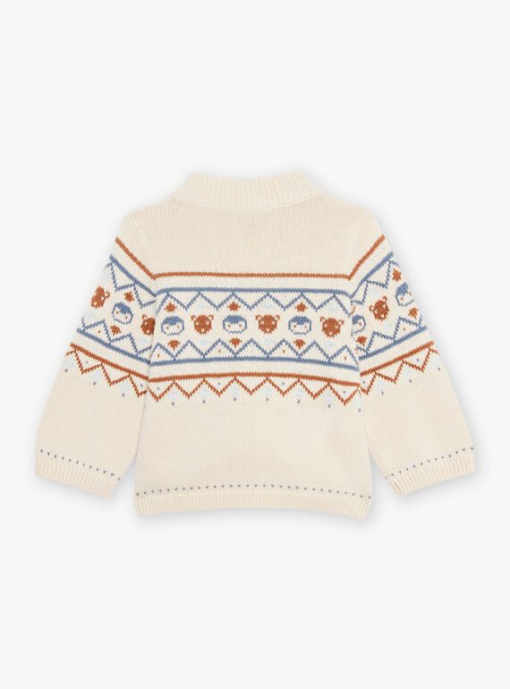 Beige jacquard knitted vest with animals and fantasy motifs DASICHARD / 22H1BGY1GILA001