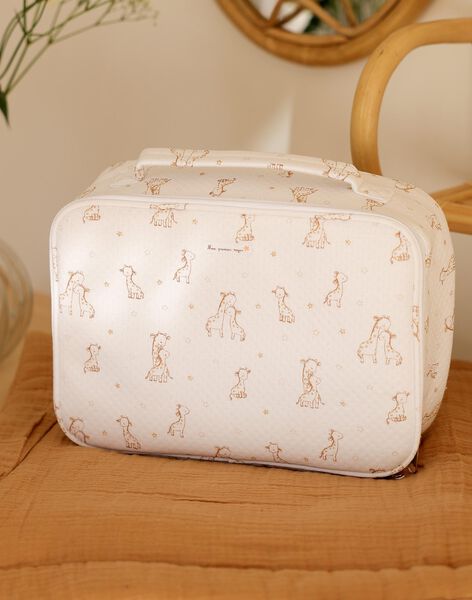 Birth suitcase in off white tubique with giraffe print FOURNIER / 23E0AM61VAL000