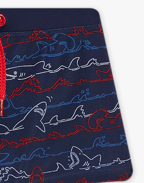 Navy blue swimsuit with shark print child boy CYPLAGE / 22E4PGO2MAI622