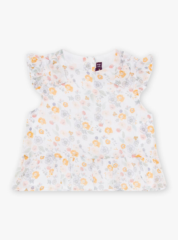 Baby girl floral print and ruffle blouse CYAMELIE / 22E1BF11CHE001