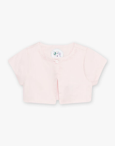 Baby girl's pale pink embroidered cardigan CAJOLIE / 22E1BFH1CAR301
