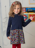 Girl's navy blue floral long sleeve dress BIGLETTE / 21H2PF51ROB070