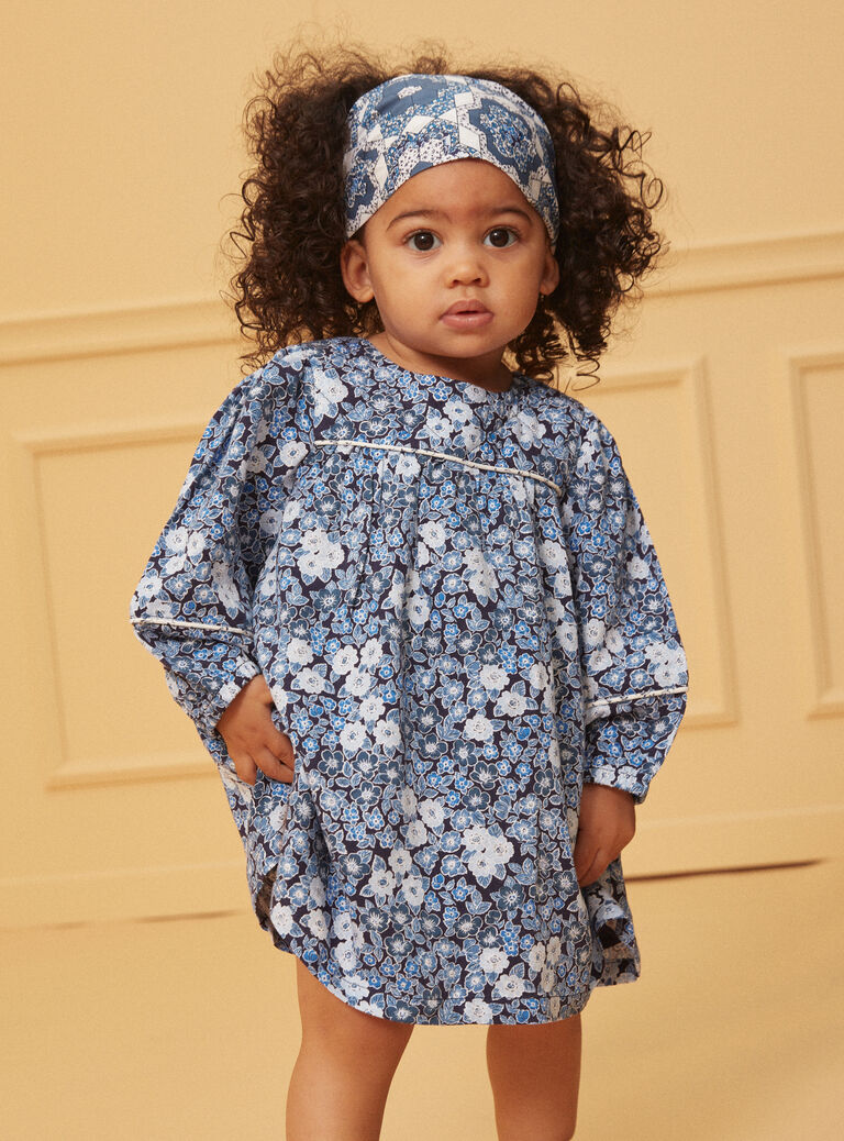 Blue and white floral print dress LACECILE / 24H1BFJ1ROB070