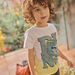 Child boy yellow tie-&-dye t-shirt with dinosaur design