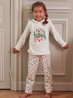 Child girl Christmas velvet pajama set in ecru BEBISETTE / 21H5PFI2PYJ001