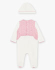 Off white and pink velvet romper and cap DEBAMBI / 22H5BF24GRE001