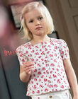 Child girl ecru floral print blouse CIBARETTE / 22E2PF82CHE001