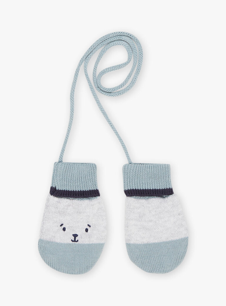 Heather grey mittens with animal faces FILULU / 23E4BG51GANJ920
