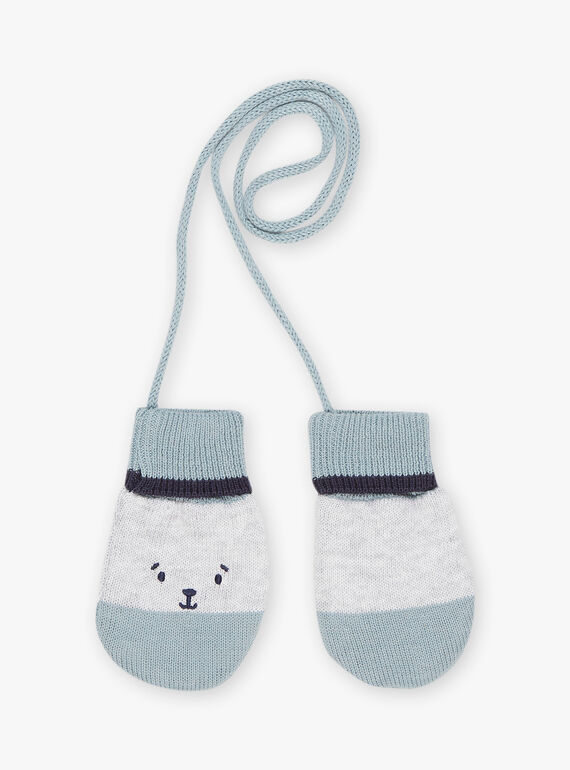Heather grey mittens with animal faces FILULU / 23E4BG51GANJ920