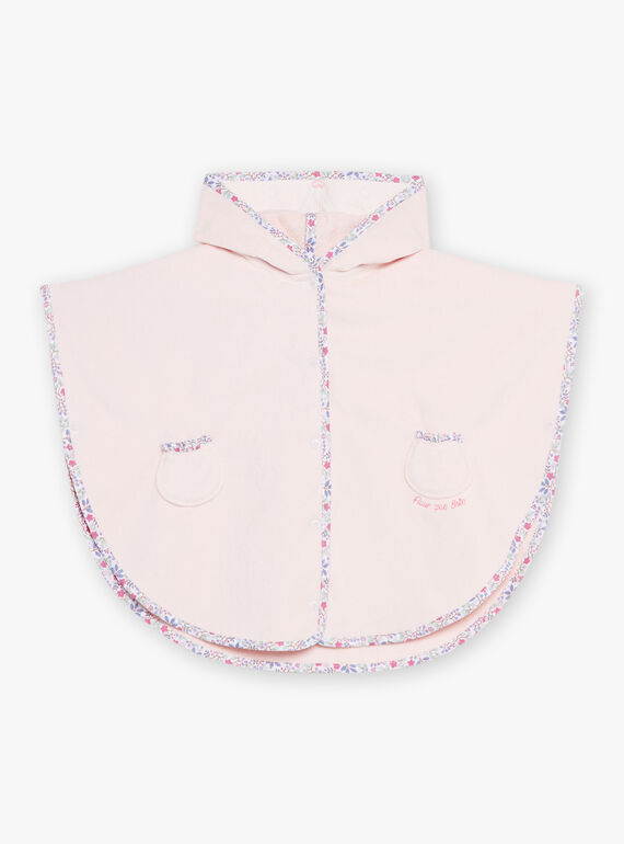 Hooded pink bath cape with floral print. GEIRIS / 23H5BF11CDB307